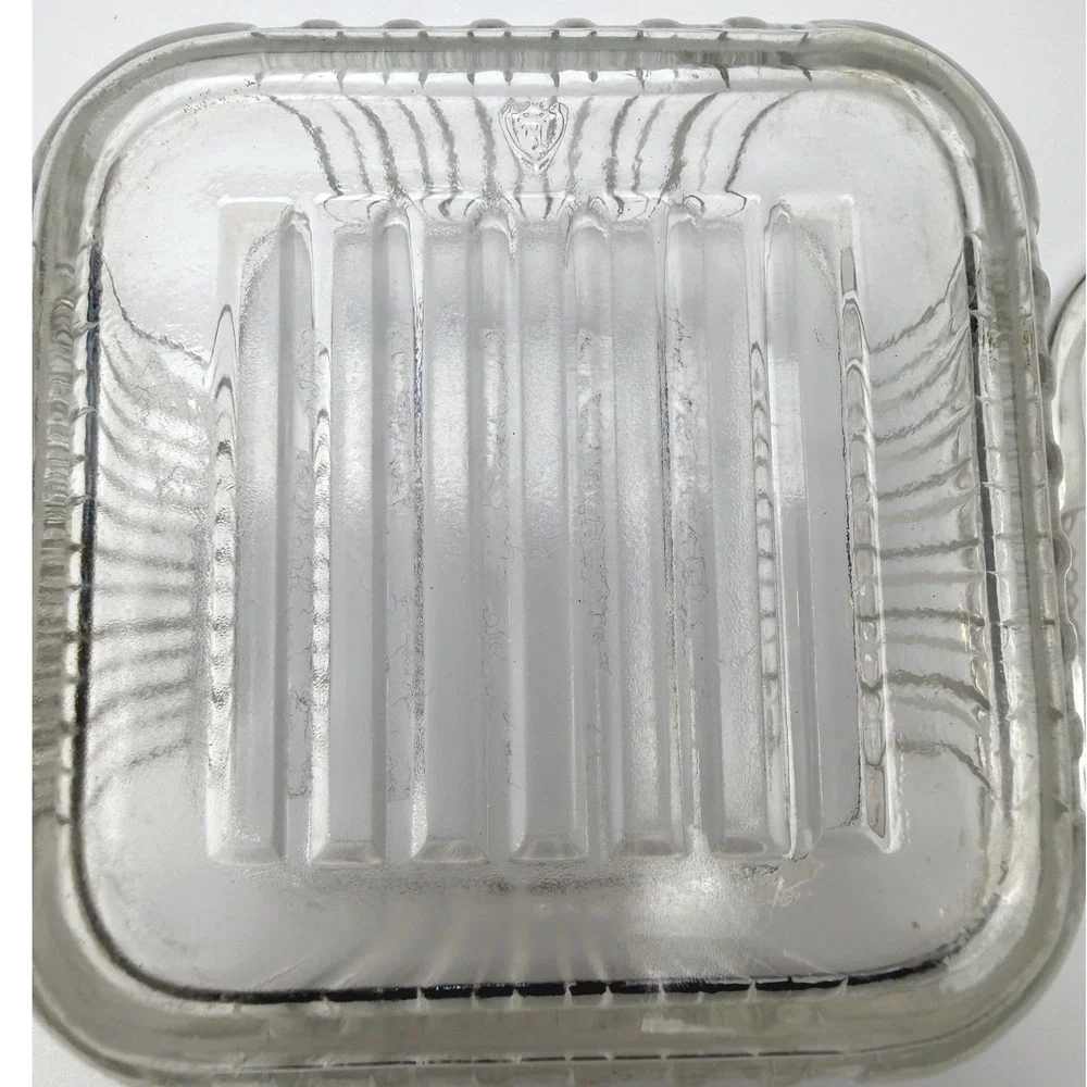 Federal Glass Refrigerator Dish 4.25in Clear Ribbed Vegetable Fridgie MCM 40's